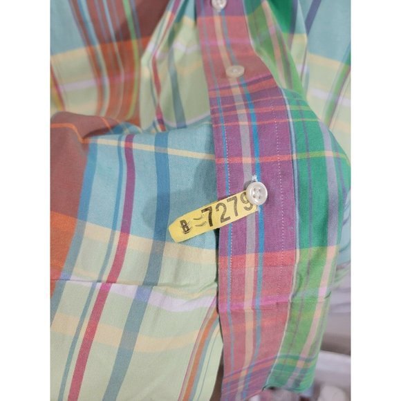 Polo Ralph Lauren M Long Sleeve Button Down Trim Military Pink Plaid Colorful - Picture 4 of 11